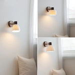 LED Wall Light Fixture Modern Nordic Rotating Reading Lamp White Ceramic Wood