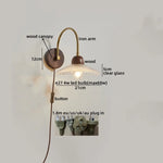 LED Wall Sconce Pull Chain Switch Modern Stair Lights Glass Wood