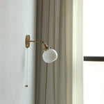 Clear Glass LED Wall Sconce Pull Chain Switch Modern Bathroom Mirror Light