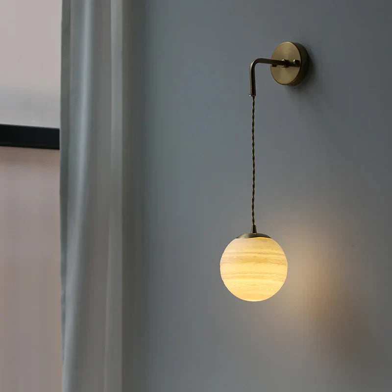 Moon ABS LED Wall Light Fixture, Adjustable Nordic Modern Bedside Lamp