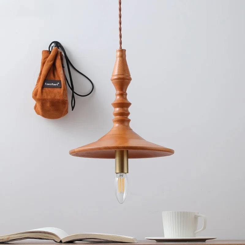 Wood LED Pendant Lamp Japanese Hanging Light Chandelier for Indoor Living Room