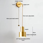 Modern Wood Copper LED Wall Sconce for Living Room Corridor Bar Bathroom