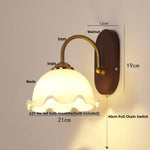 Afralia™ Modern Walnut Wood LED Wall Light Fixture with Pull Chain Switch