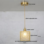 Afralia™ Copper Walnut LED Pendant Lamp Crystal Glass Hanging Light
