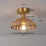 Glass Grid LED Ceiling Lamp: Luxury Crystal Nordic Copper Ceiling Lights