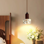 Afralia™ Minimalism LED Pendant Light Fixture Terrazzo Marble Stone Wood Hanging Lamp