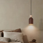 Yellow Travertine Stone LED Pendant Light: Modern Iron Fixture for Home Decor