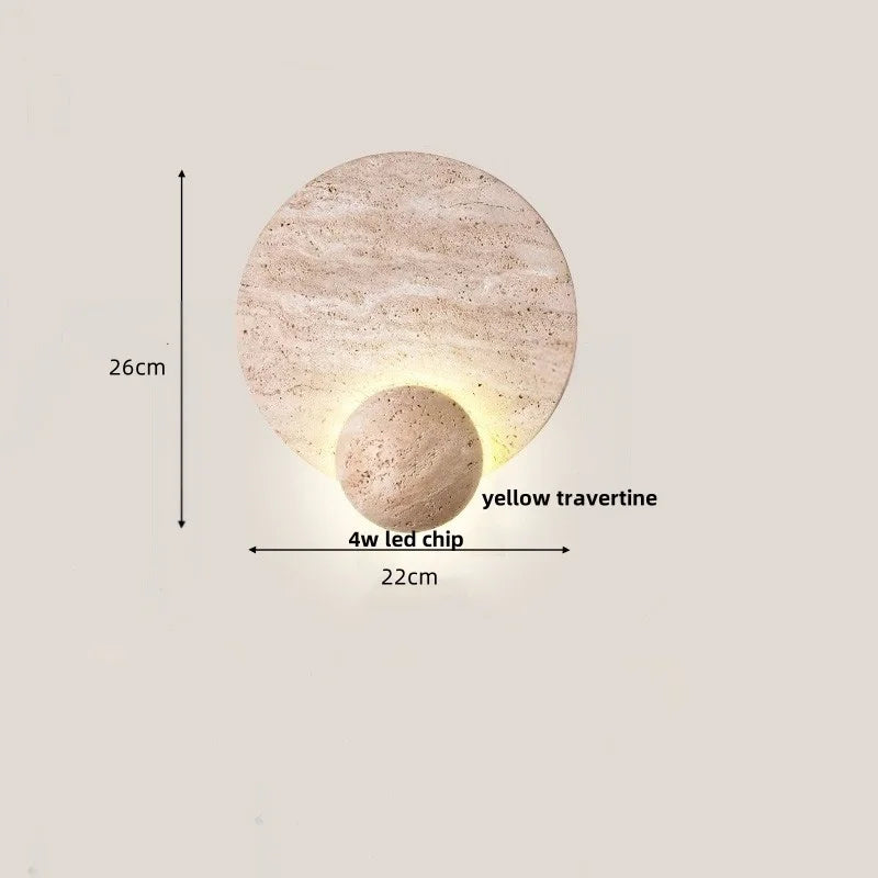 Wood Rotate LED Wall Lights with Glass Ball Yellow Travertine Effect