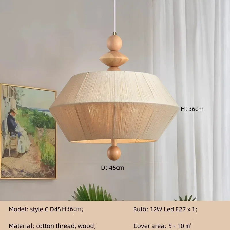 Wabi Sabi Cotton Thread Pendant Chandelier LED Ceiling Light