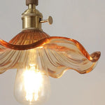 Amber Glass LED Pendant Light, Nordic Modern Design, Walnut Wood, Dining Living Room Lighting