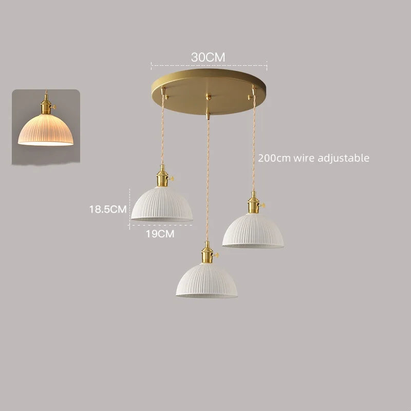 White Ceramic LED Pendant Lamp Modern Hanging Light Fixtures