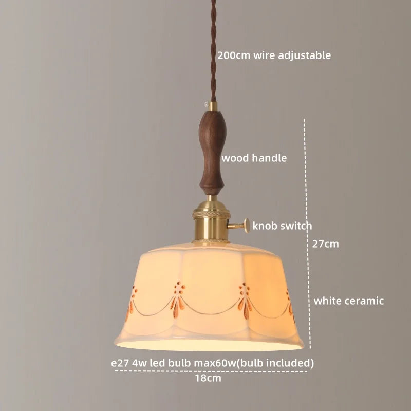 Ceramic LED Pendant Lights: Japanese Style for Living Room, Bedroom, Dining Room
