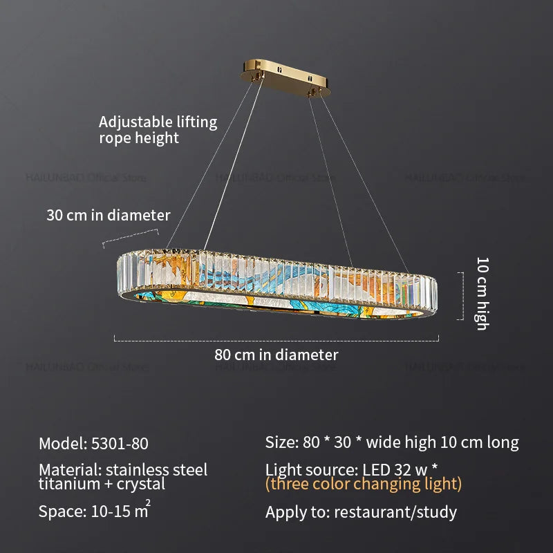 Crystal Chandelier Ring Light Modern Elegant Dining Living Room Lighting