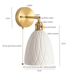 White Ceramic Ball LED Wall Lamp - Japanese Vintage Wall Sconce Lighting