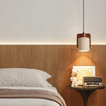 Wood LED Pendant Light Mid Century Modern Yellow Travertine Decor