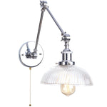 Vintage Loft LED Wall Lights Pull Chain Switch Glass Chrome Wall Lamp