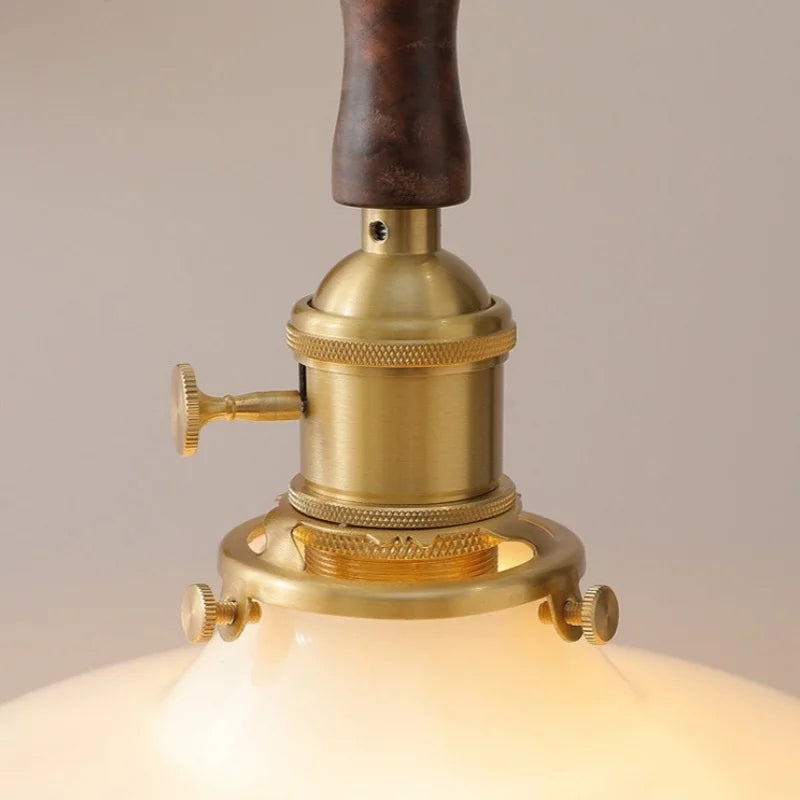 Walnut Glass Pendant Lamp: Nordic LED Hanging Light Fixture for Dining Room, Bedroom, Bar