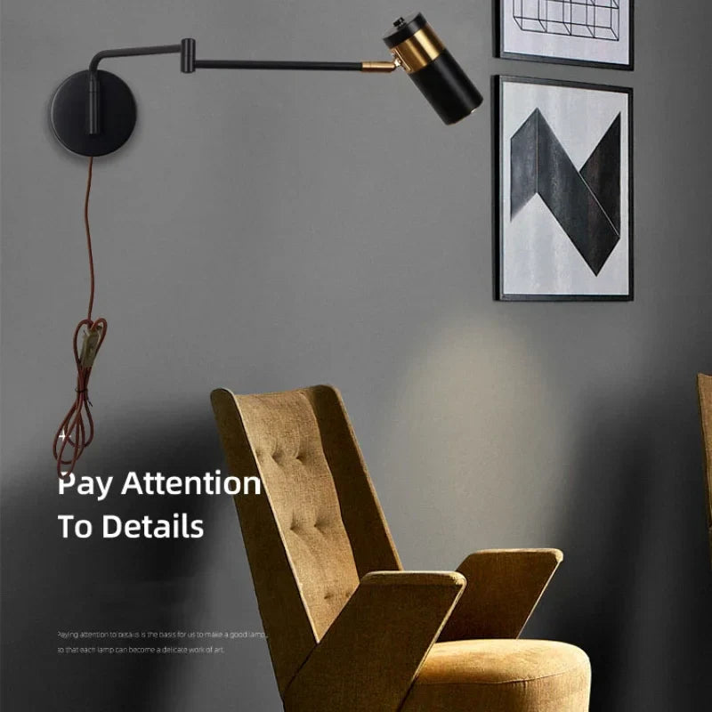 Afralia™ Rotatable LED Wall Sconce Swing Arm Light Fixture - Nordic Design