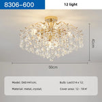 Afralia™ K9 Crystal Gold Chandelier Ceiling Light | Bedroom Home Decor LED Ceiling Lamp