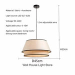 Tiered Drum Fabric Chandelier: Japanese Wabi Sabi Ceiling Light for Home Decor