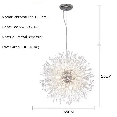 Afralia™ Dandelion Gold/Chrome Chandelier with Crystals, G9 Pendant Lights for Elegant Lighting