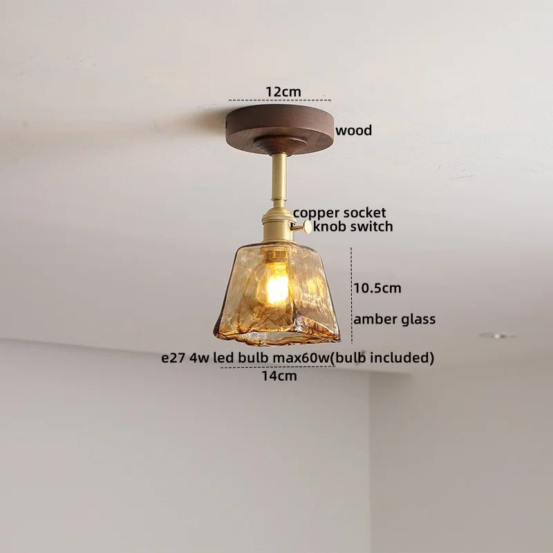 Yellow Glass LED Ceiling Lamp - Modern Nordic Style Lighting Fixtures