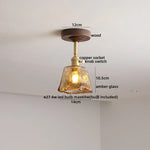 Modern Wood Glass LED Ceiling Light for Living Room, Aisle, Balcony, Indoor Lighting