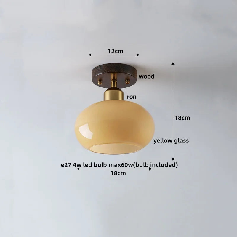 LED Ceiling Lamp Japanese Style Glass Modern Living Room Lighting