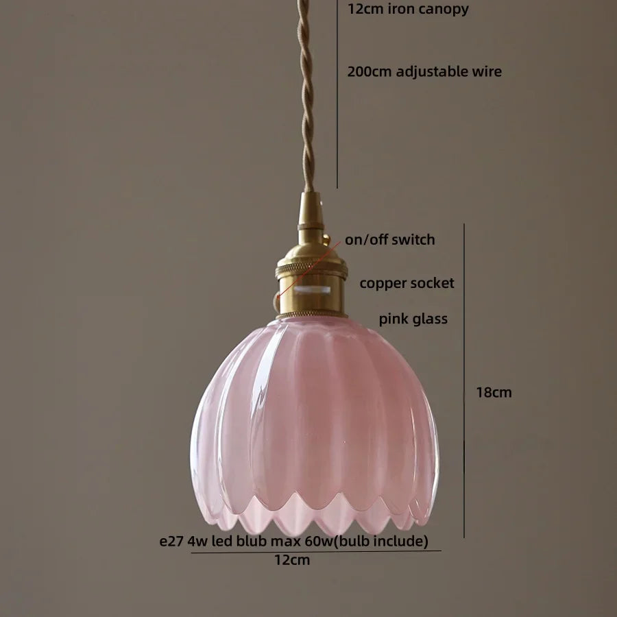 Afralia™ Green LED Pendant Light Fixture Glass Japan Style Hang Lamp