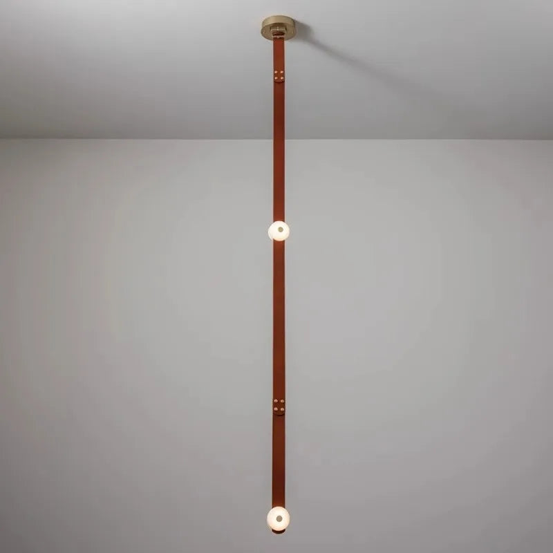 Soft Leather Marble Chandelier: Luxury Dimmable Lighting Fixture for Living Room or Cafe.