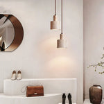 Yellow Travertine Stone Pendant Lamp for Bedroom Balcony Cafe, 2m Wire, Nordic Modern Style