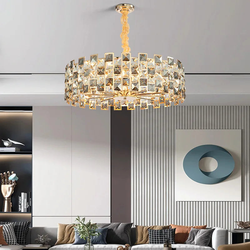 "2025 Crystal Gold Chandelier Pendant Lamp for Luxury Home Decor"