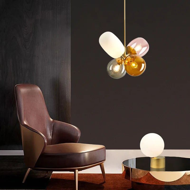 Glass Balloon Chandelier: Colorful Suspension Pendant Light for Living Room, Bedroom