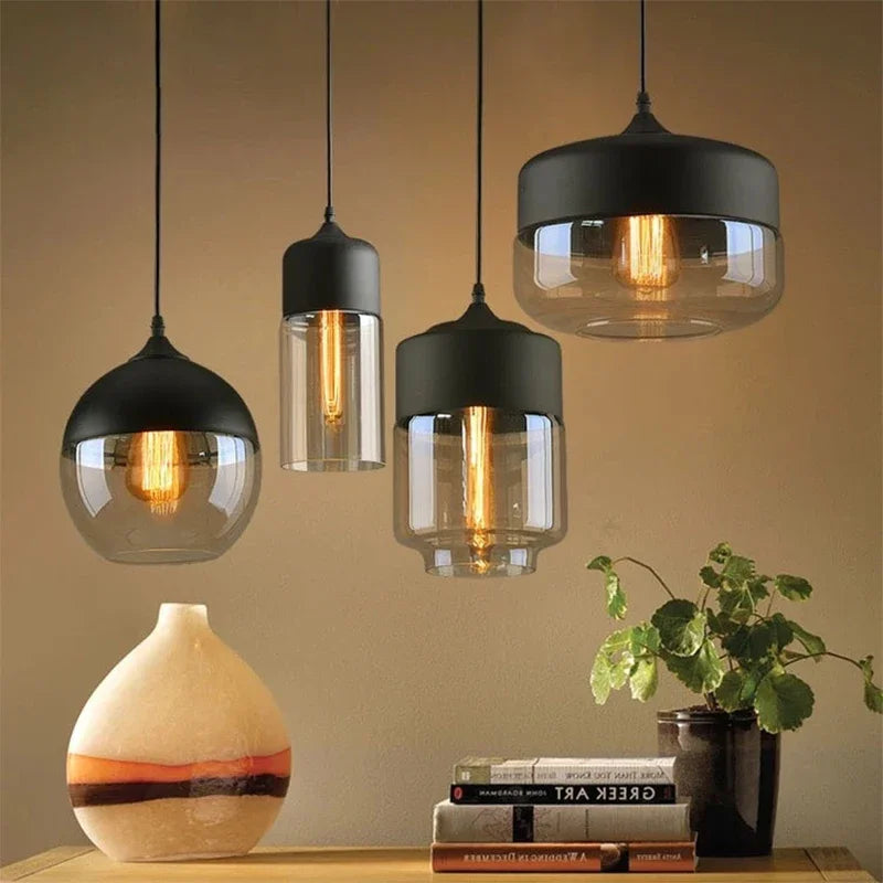 Nordic LED Glass Pendant Lights - Modern Wood Art for Stylish Living Spaces