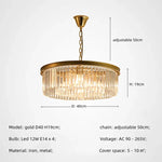 Gold Black Metal Crystal Pendant Lights Chain Hanging LED Suspension Lamp Fixtures