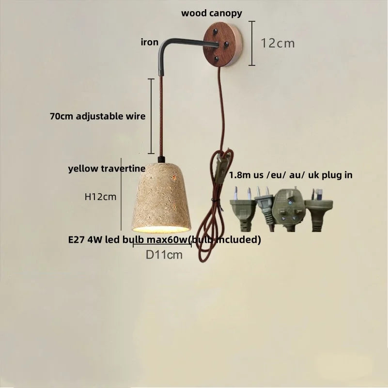 LED Travertine Stone Wall Lamp - Modern Nordic Stair Light