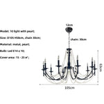 Retro Black Metal Candle Chandelier E14 LED Pendant Lights for Home Decor