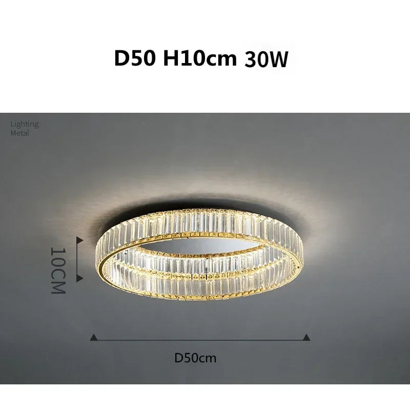 Gold Steel LED Dimmable Ceiling Lights Luxury Crystal Fixture
