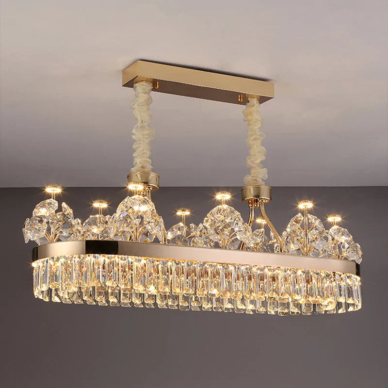 Crystal Chandelier: Postmodern Light Luxury Double-Layer Pendant for Home Living Room
