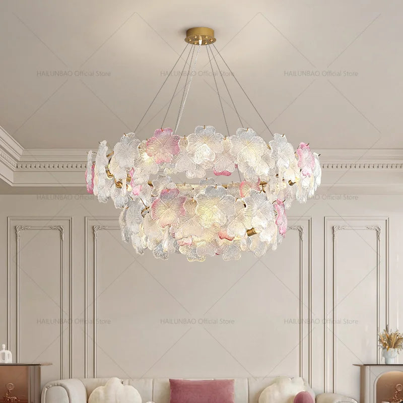 Afralia Petals Crystal Chandelier Light: French Living Room & Dining Room Luxury Lighting