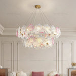 Afralia Petals Crystal Chandelier Light: French Living Room & Dining Room Luxury Lighting
