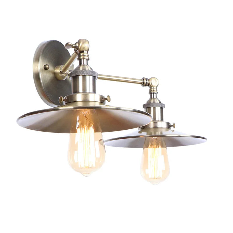 Vintage LED Wall Lamp with Pull Chain Switch, 2 Heads Industrial Sconce