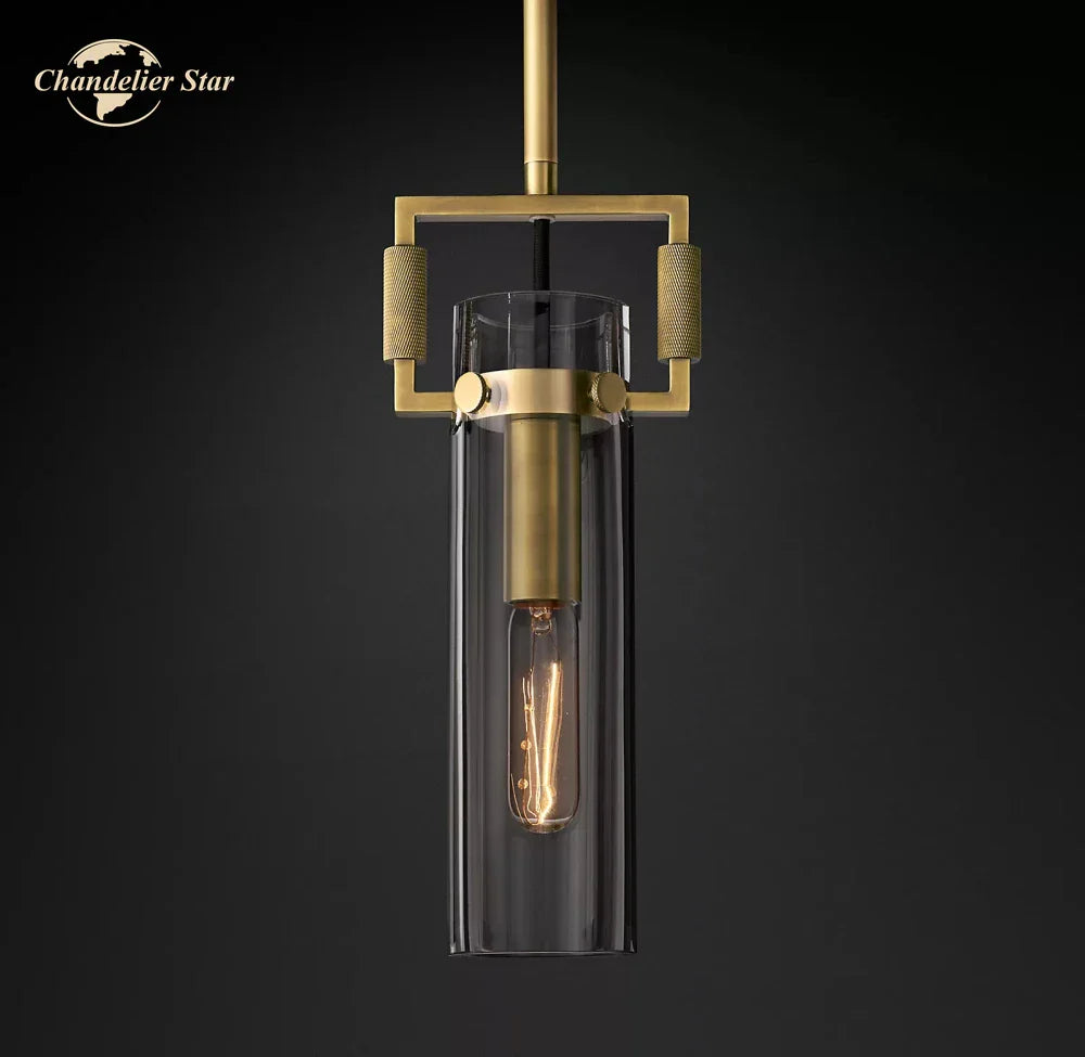 LED Glass Cylinder Pendant Lights - Modern Kitchen Island Chandeliers