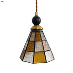 Afralia™ Tiffany Glass Wood LED Pendant Lamp Adjustable Hanging Light Fixture