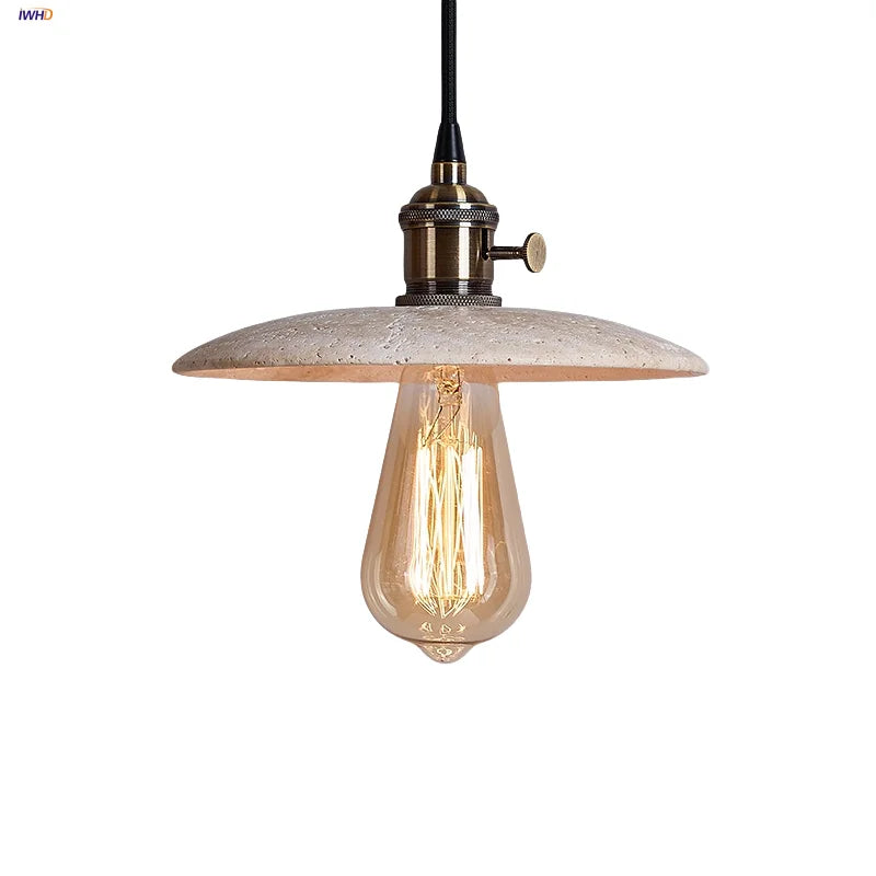 Yellow Travertine Stone Pendant Lights LED Modern Hanging Lamp - Nordic Design