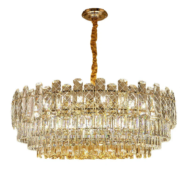 Gold Lustre Chandelier LED Crystal Light Fixture - Postmodern Luxury Hanging Lamp
