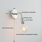 Modern Colorful Glass Wall Sconce with Pull Chain and Flexible Arm