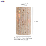 Yellow Travertine LED Wall Lamp Round Bedside Light Fixtures