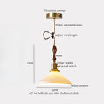 Ceramic LED Pendant Light: Modern Brass Hanging Lamp for Home Decor