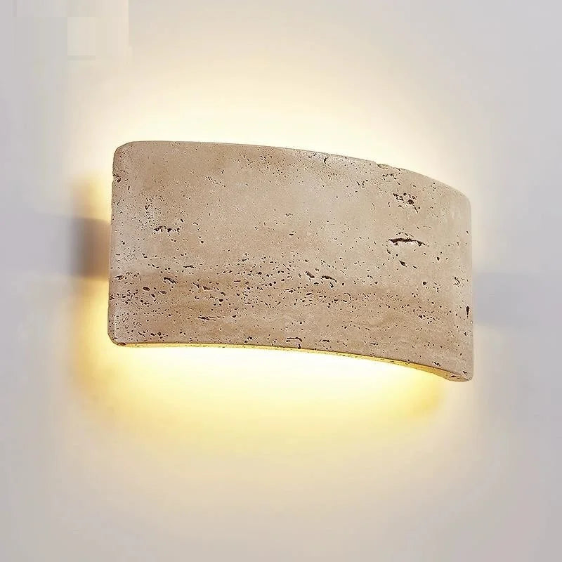 Natural Travertine LED Wall Light Fixture